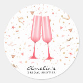 Pink Champagne Bridal Shower Classic Round Sticker (Front)