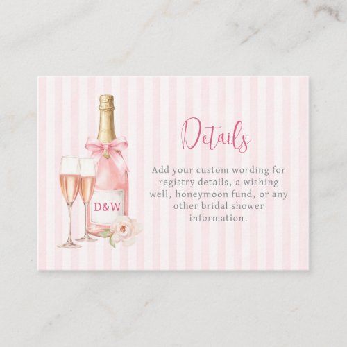 Pink Champagne Bridal Shower Enclosure Card