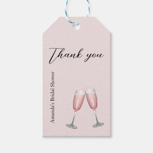 Pink Champagne Bridal Shower Favor  Gift Tags