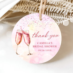 Pink Champagne Bridal Shower Favor Tags