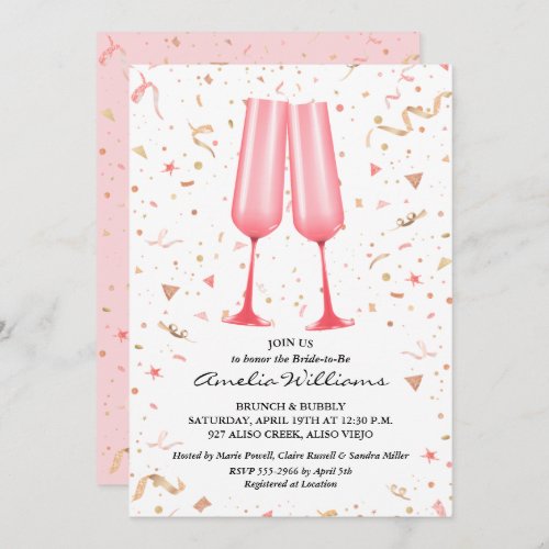Pink Champagne Bridal Shower Invitation