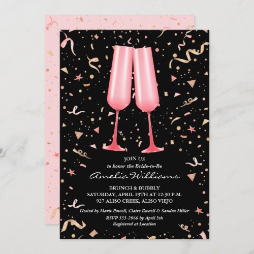 Pink Champagne Bridal Shower Invitation