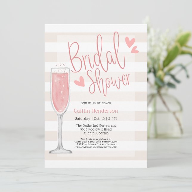 Pink Champagne Bridal Shower Invitation (Standing Front)