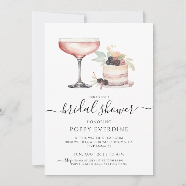 Pink Champagne Bridal Shower Invitation (Front)