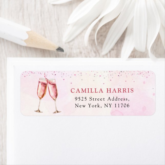 Pink Champagne Bridal Shower Label (Insitu)