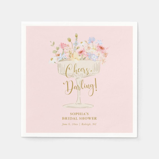 Pink Champagne Bridal Shower Napkins (Front)