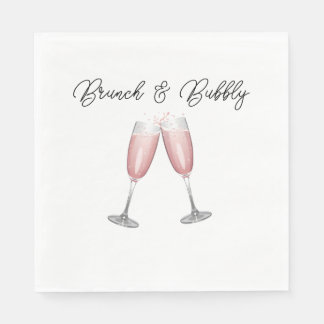 Pink Champagne Bridal Shower Paper Napkins