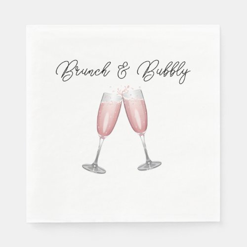 Pink Champagne Bridal Shower Paper Napkins