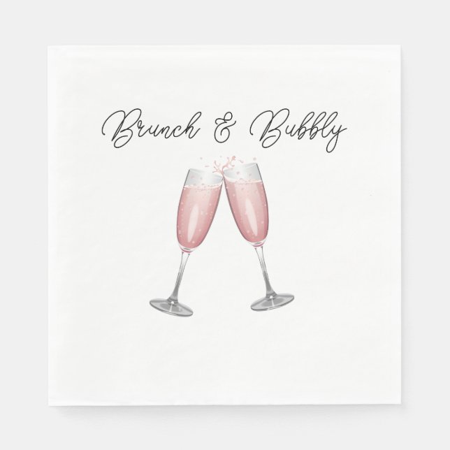 Pink Champagne Bridal Shower Paper Napkins (Front)