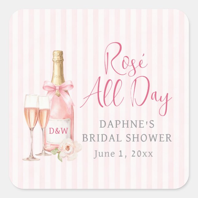 Pink Champagne Bridal Shower Sticker (Front)