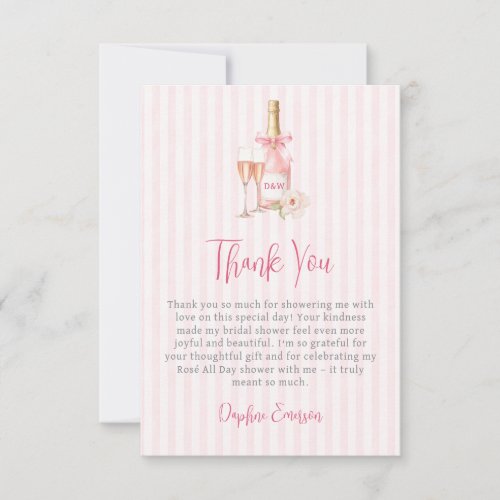 Pink Champagne Bridal Shower Thank You Card