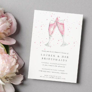 Pink Champagne   Bridesmaids Brunch Invitation