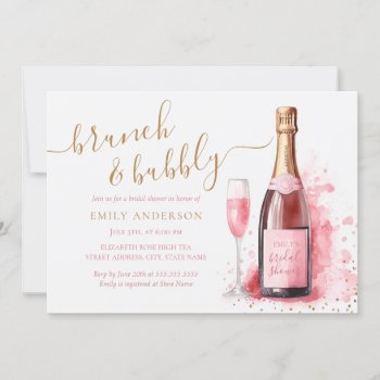 Pink Champagne Brunch And Bubbly Bridal Shower  Invitation by LittleBayleigh at Zazzle