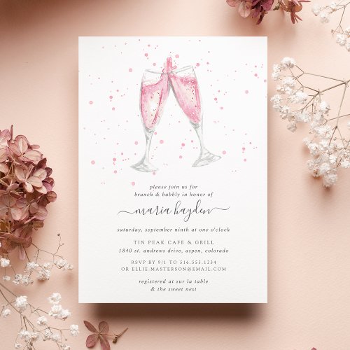 Pink Champagne | Brunch &amp; Bubbly Shower Invitation