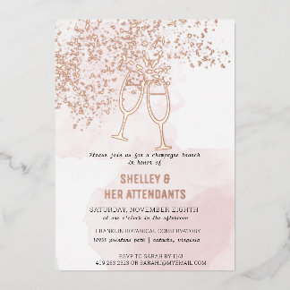 Pink Champagne Brunch Shower Foil Invitation