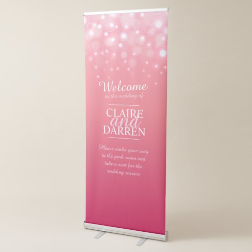 Pink champagne bubbles wedding welcome banner