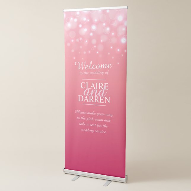 Pink champagne bubbles wedding welcome banner (3/4)