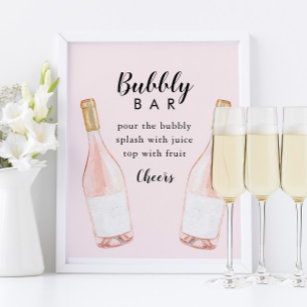 Pink Champagne Bubbly Bar Sign