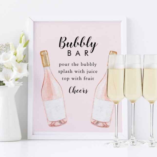 Pink Champagne Bubbly Bar Sign (Creator Uploaded)