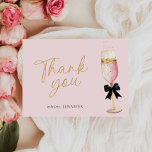 Pink Champagne Bubbly Bridal Shower Thank You Card<br><div class="desc">Send your heartfelt thanks with this Pink Champagne Bubbly Bridal Shower Thank You Card! Featuring a chic champagne glass design and soft pink tones,  it’s the perfect way to add a touch of elegance to your bridal shower appreciation. Cava Party Design.</div>