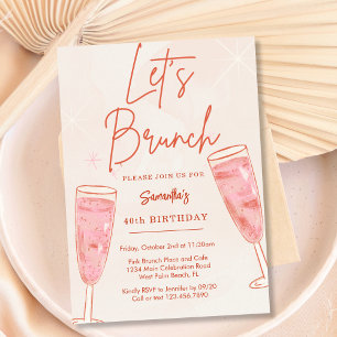 Pink Champagne Bubbly Let's Brunch Any Event Party Invitation