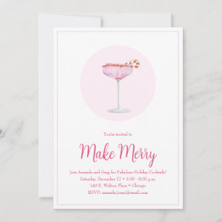 Pink Champagne Candy Can Holiday Party Invitation