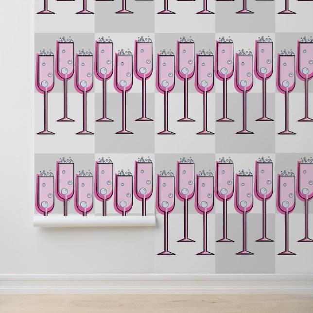 Pink Champagne Checkerboard Wallpaper (Application)