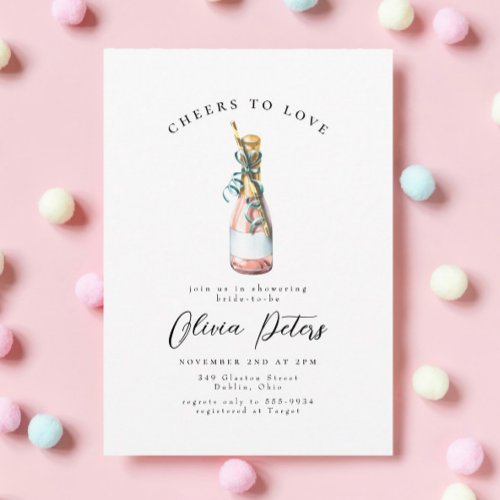 Pink Champagne Cheers Bridal or Wedding Shower Invitation