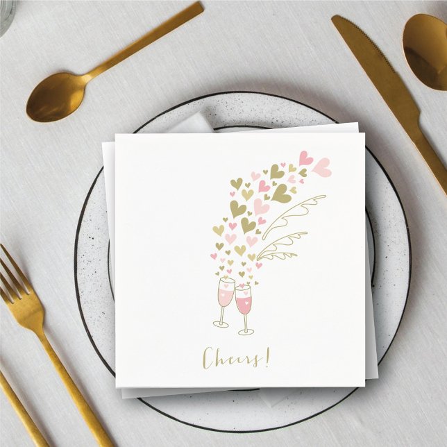 Pink Champagne Cheers Engagement Wedding Party Paper Napkins (Pink Champagne Cheers Engagement Wedding Party Paper Napkins @ fat_fa_tin)