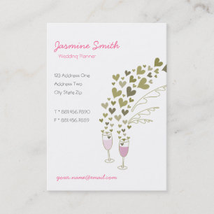 Pink Champagne Cheers Hearts Template Profile Card
