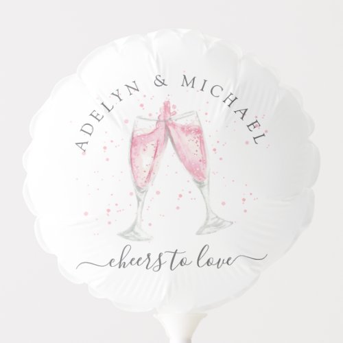 Pink Champagne Cheers to Love Personalized Balloon