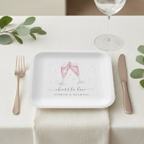 Pink Champagne "Cheers to Love" Personalized Paper Plates
