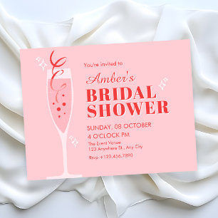 Pink champagne cocktail bridal shower invitation