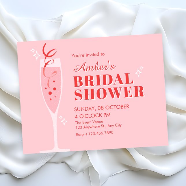 Pink champagne cocktail bridal shower invitation (Creator Uploaded)