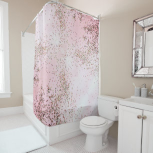 Pink Champagne Confetti Shower Curtain