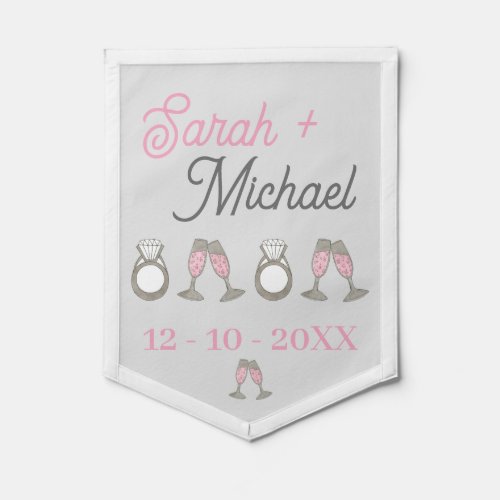 Pink Champagne Diamond Engagement Ring Wedding Pennant