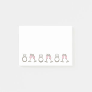 Pink Champagne Diamond Ring Bling Wedding Bride Post-it Notes