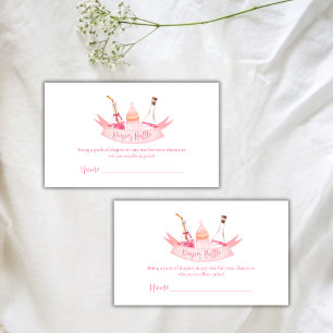 Pink Champagne Feet Diaper Raffle Baby Shower  Enclosure Card