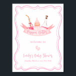 Pink Champagne Feet Frame Girl Baby Shower Welcome Poster<br><div class="desc">Cute sweet pink poppin's bottles baby shower,  featuring girl baby shower celabrating champange bottle,  baby bottle,  baby feets,  and vintage frame.  this design will creates a beautiful and memorable aesthetic that is sure to impress and delight all of your guests.</div>
