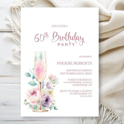 Pink Champagne Floral 60th Birthday Party