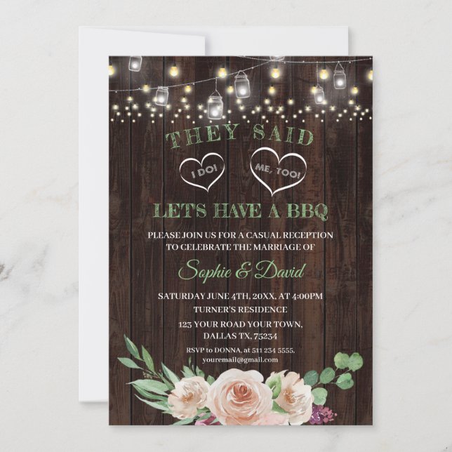 Pink Champagne Floral After I DO Wedding BBQ Invitation (Front)