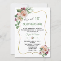 Pink Champagne Flowers Gold Wedding I DO BBQ