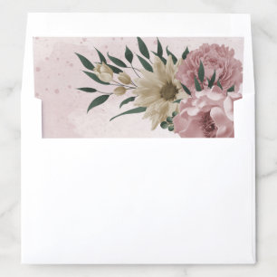 pink champagne flowers greenery wedding envelope liner