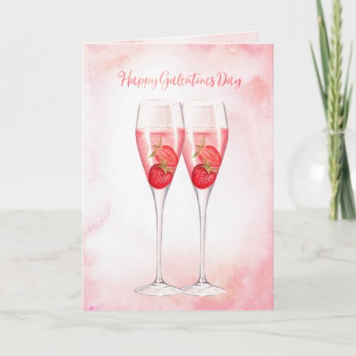 Pink Champagne  Galentines Day Card