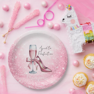 Pink Champagne Glass Aged To Perfection Birthday Paper Plates