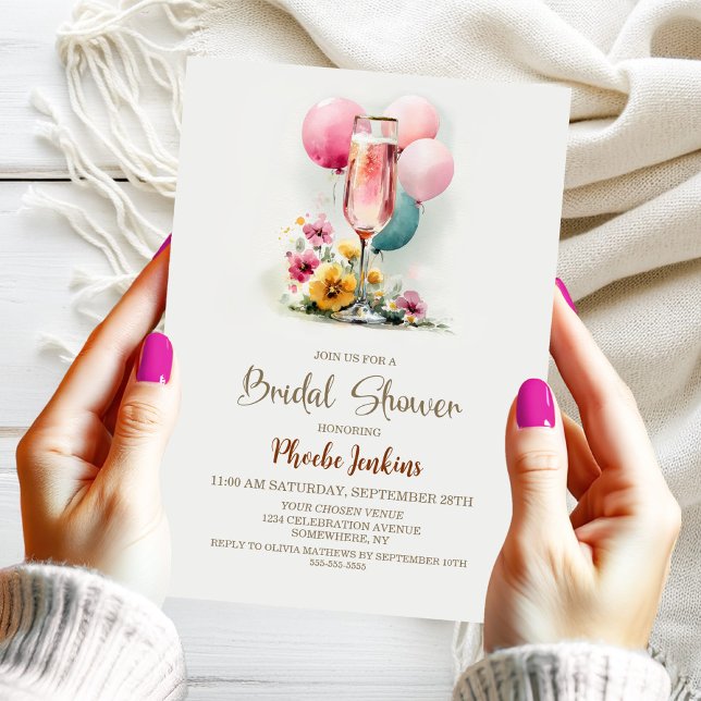 Pink Champagne Glass Bridal Shower Invitation (Creator Uploaded)