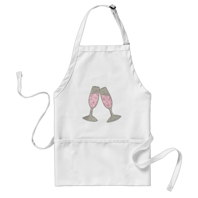 Pink Champagne Glass Bridal Shower Wedding Hen Do Adult Apron (Front)
