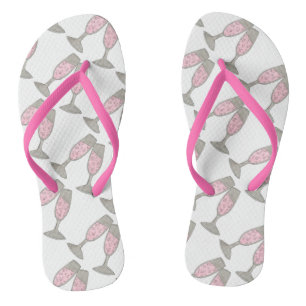 Pink Champagne Glass Bride Wedding Flip Flops