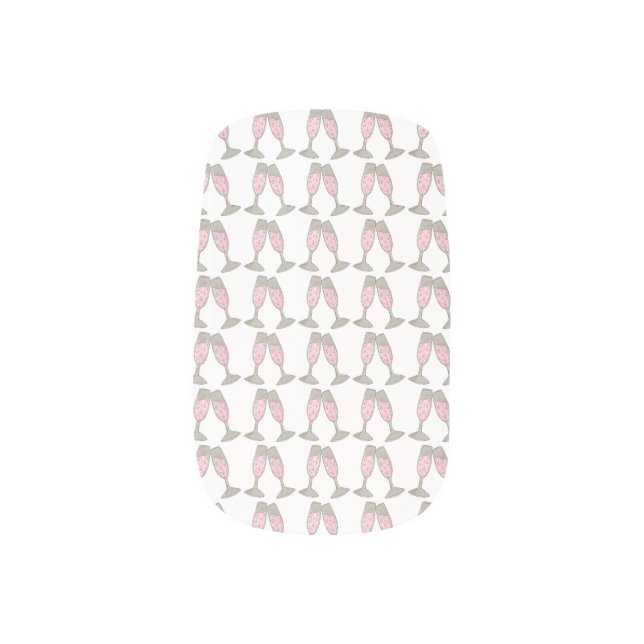 Pink Champagne Glass Cheers Toast Wedding Nails Minx Nail Art (Right Thumb)