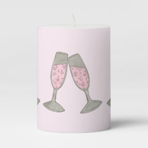 Pink Champagne Glass Wedding Bridal Shower Bride Pillar Candle